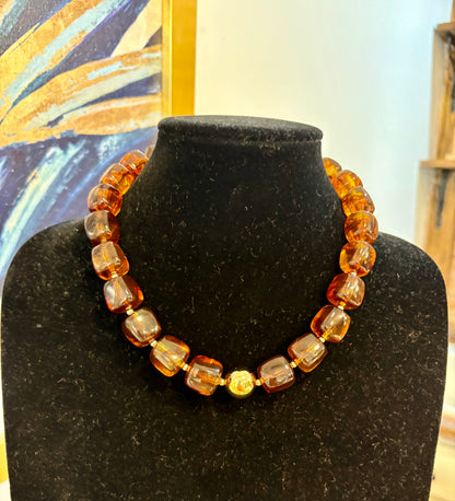 Chunky Square Beaded Necklace Assorted Colors