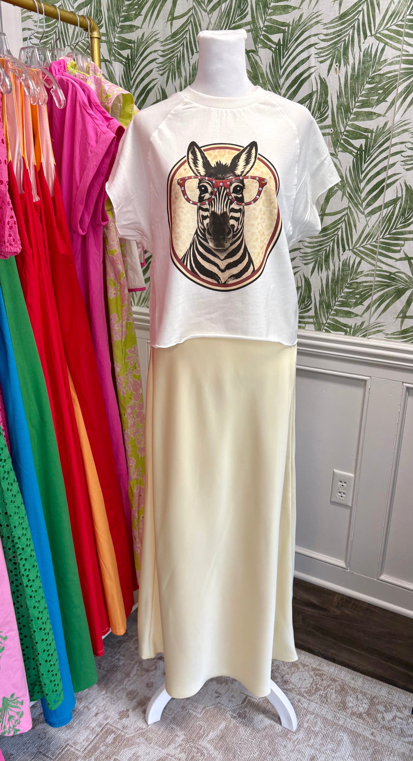 Rhinestone Zebra With Glasses Tee