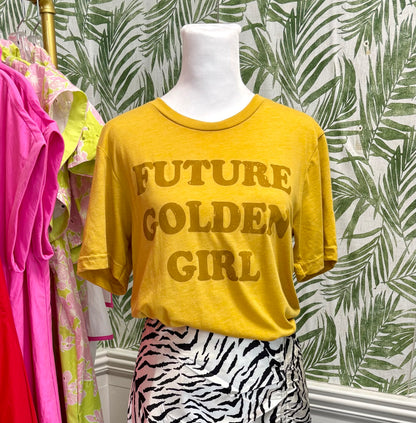 Future Golden Girl Retro Graphic Tee Gold Unisex T Shirt: Small