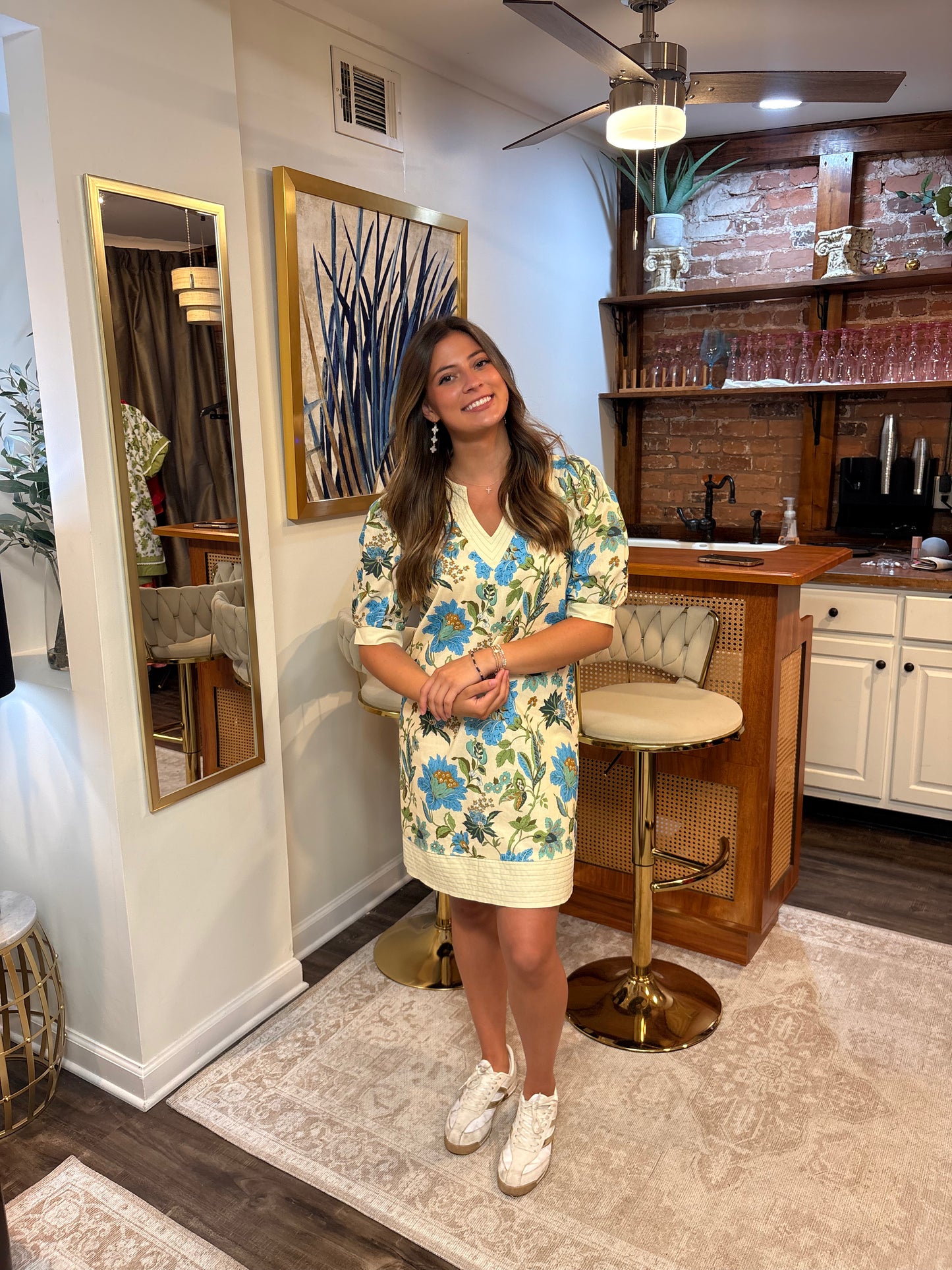 Blue Floral Mix Mini Dress