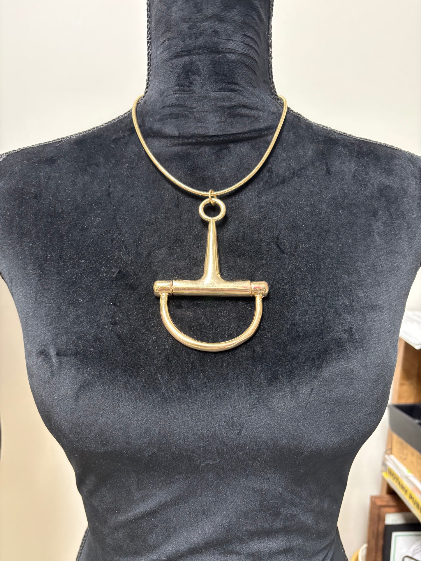 Large Brushed Gold Toggle Necklace