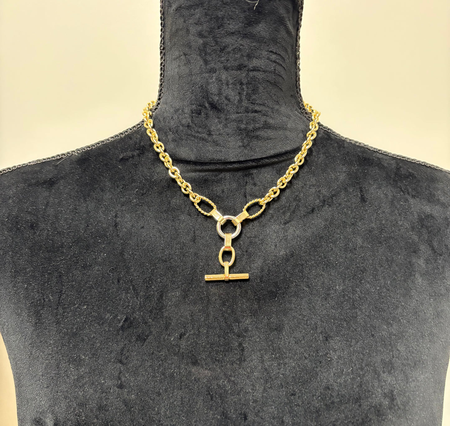Mixed Metal Small Toggle Necklace