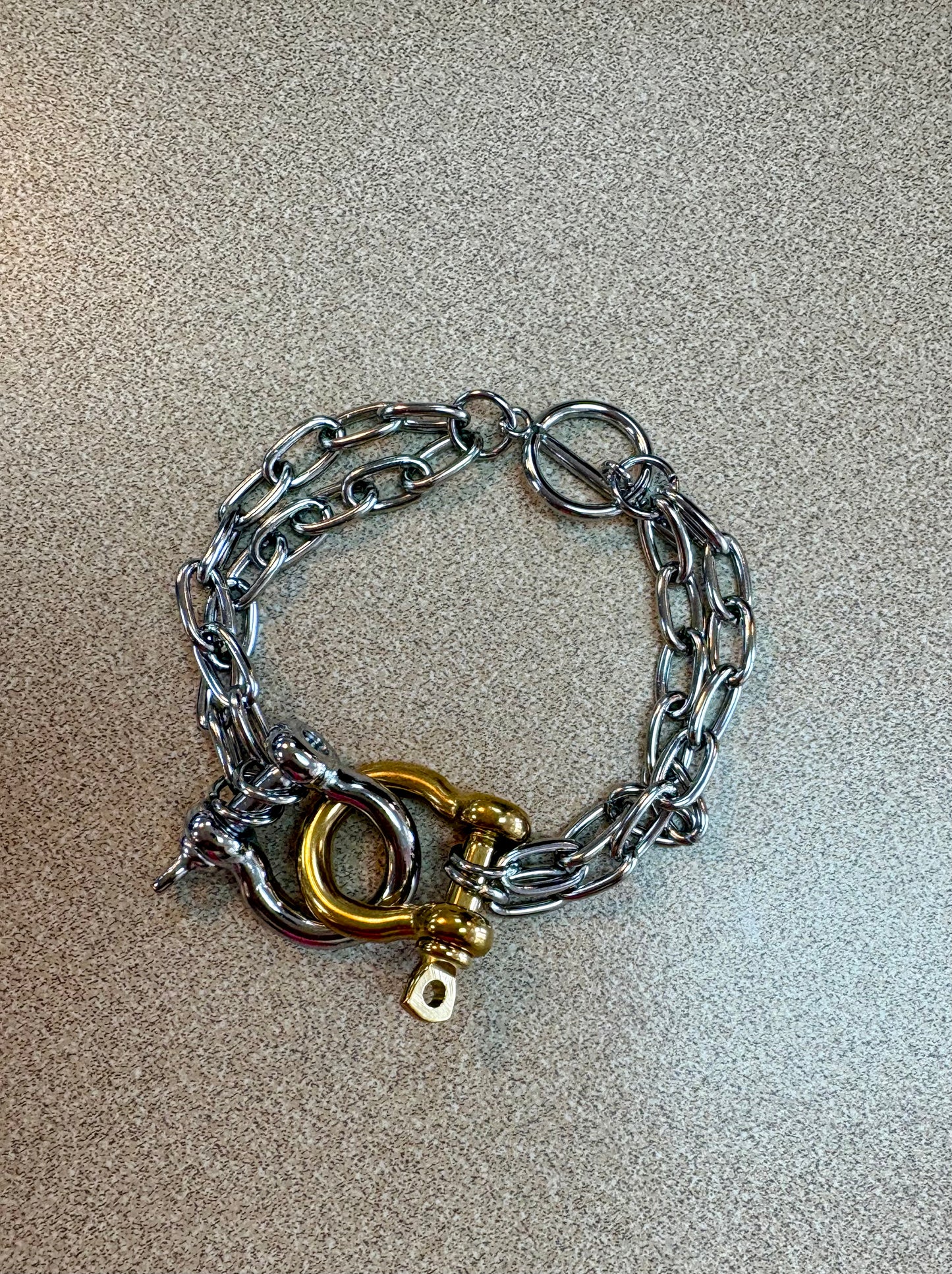 Mixed Metal Toggle Bracelet