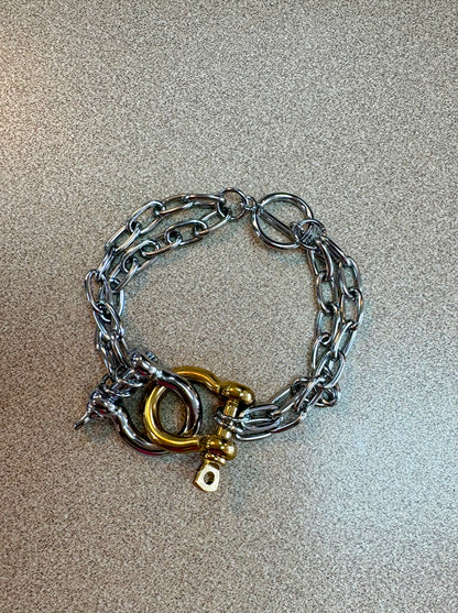 Mixed Metal Toggle Bracelet