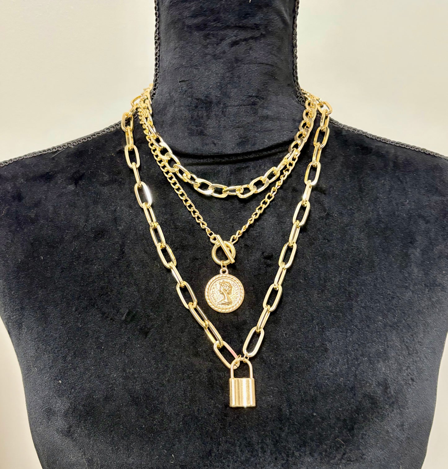 Multi Strand Gold Coin Necklace