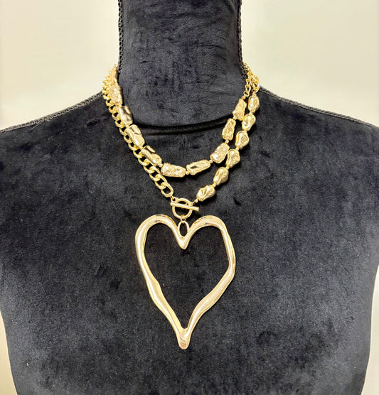 Multi Strand Open Heart Necklace