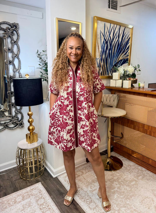 Bridgette Burgundy Floral Dress