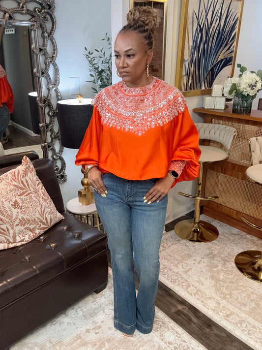 Embellished Sapphire Top