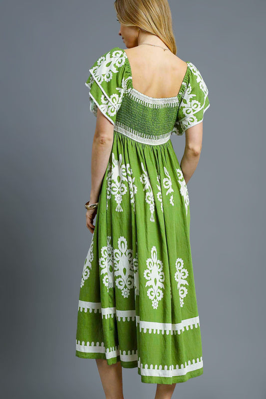 Maria Green Midi Dress