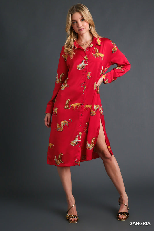 Leopard Side Dress in Red