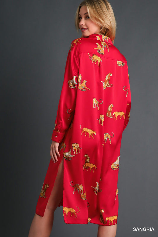 Leopard Side Dress in Red