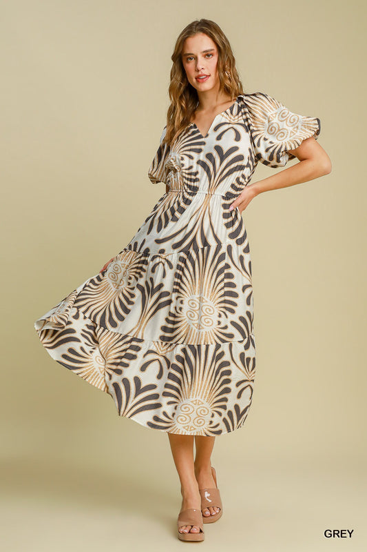 Irene Gray, Black, and Gold Dress