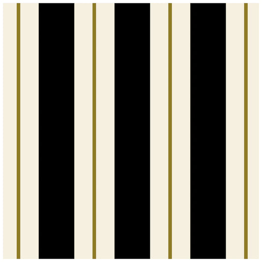 Hester & Cook - Kitchen Papers - Black & Gold Awning Stripe Guest Napkin