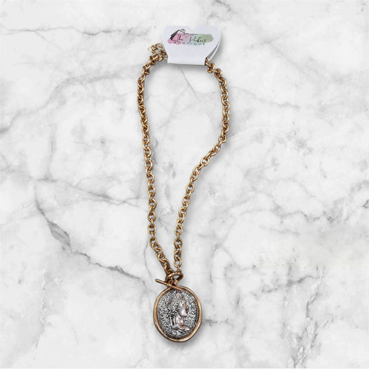 Estelle Coin Pendant Link Necklace