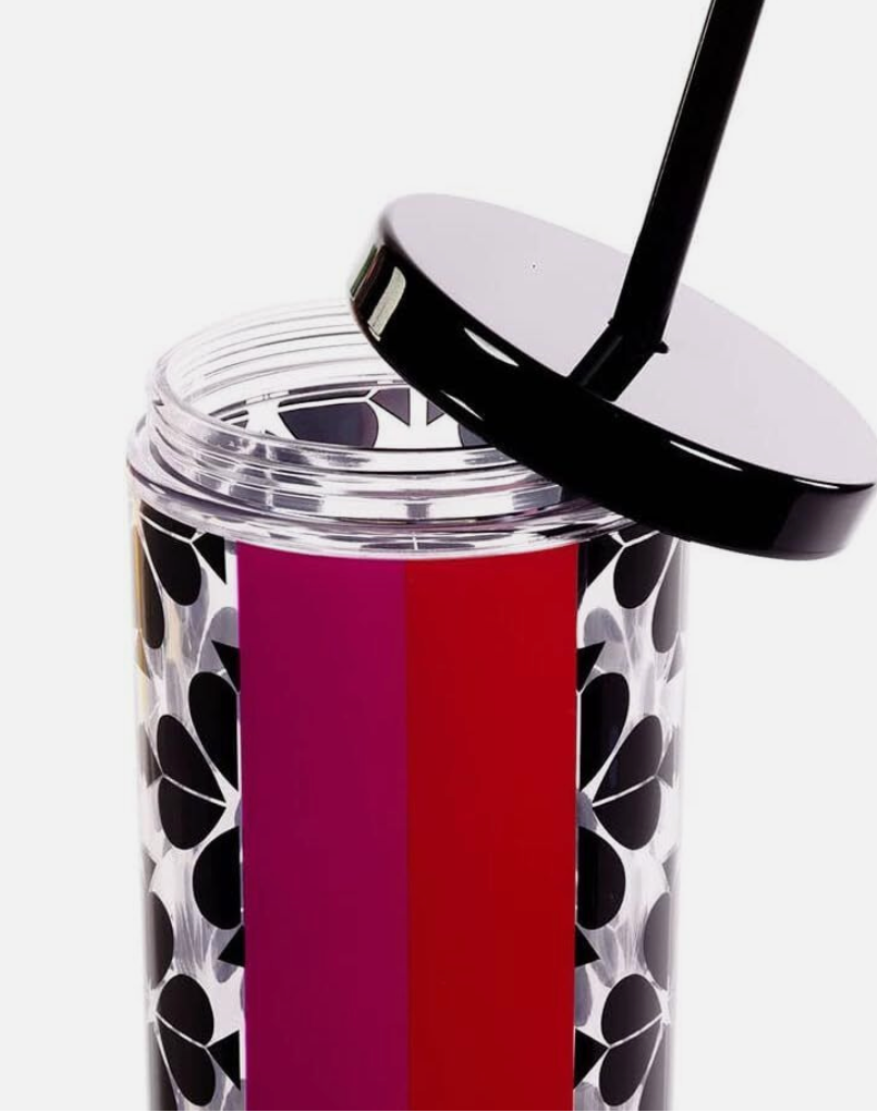 Kate Spade New York Acrylic Tumbler with Lid and Straw, Flower Stripe