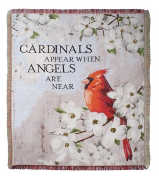 "Cardinals Appear" Woven Tapestry Throw