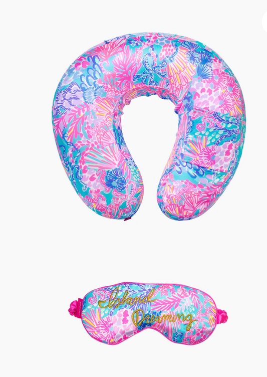 Lilly Pulitzer- Neck Pillow And Eye Mask, Splendor in the Sand