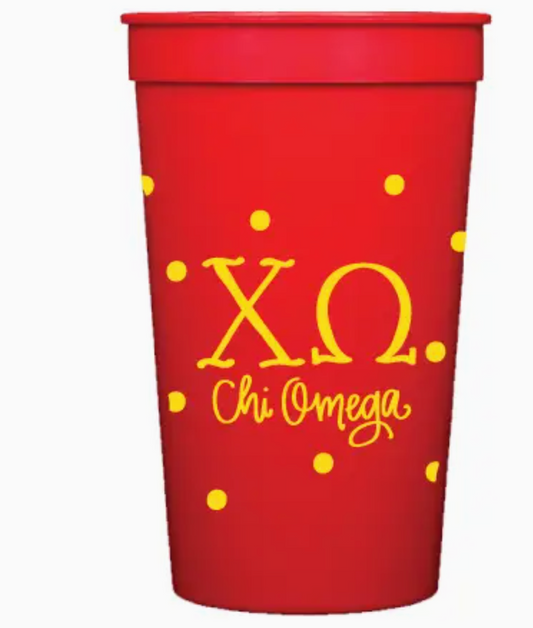 Chi Omega Red Plastic Cups With Dots