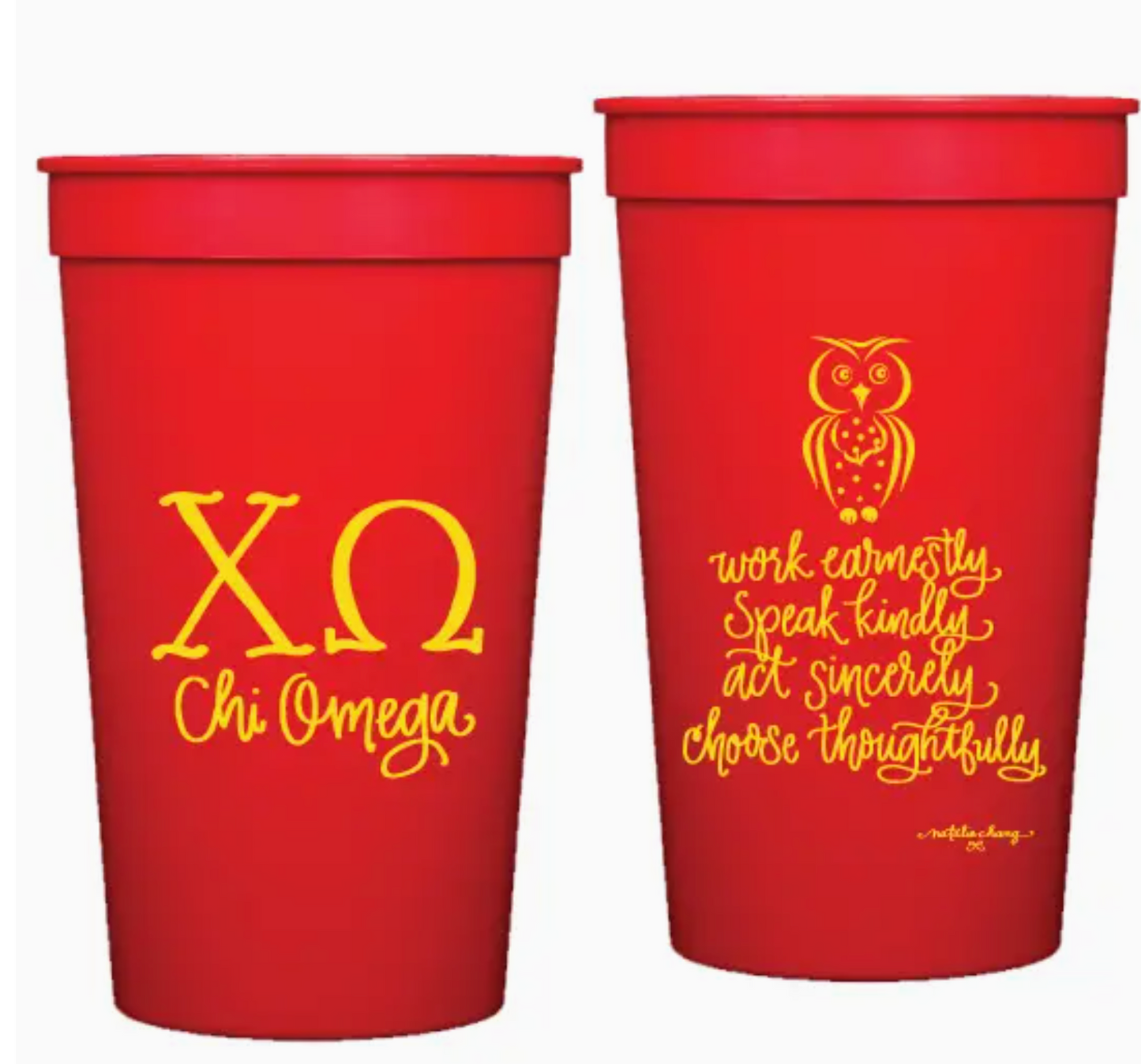 Chi Omega Red Plastic Cups With Dots