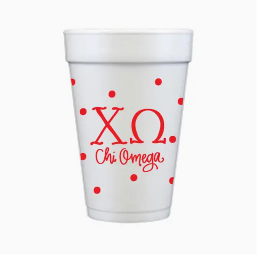 Chi Omega Styrofoam Cups with Dots