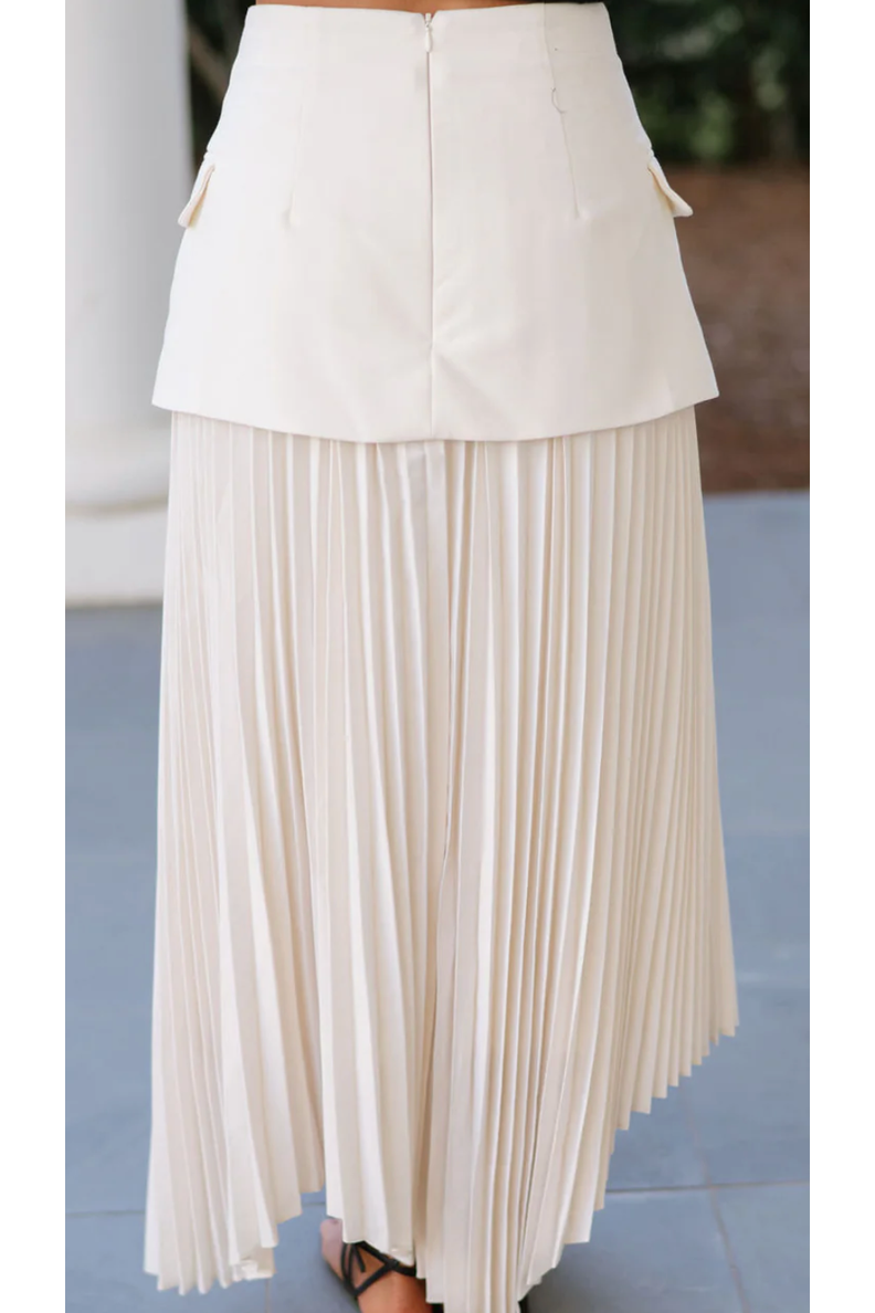 "Lana" Pleated Ivory Skirt