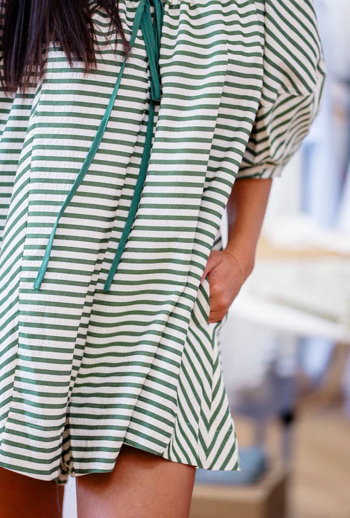Carmen Green Stripe Romper