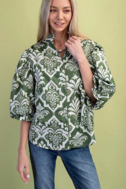 Dawn Button Down 3/4 Sleeve Top