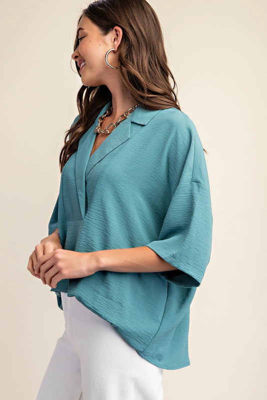 Tina V-neck Collared Top