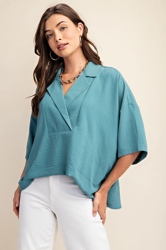 Tina V-neck Collared Top