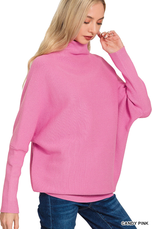 Dolman Sleeve Mock Neck Sweater