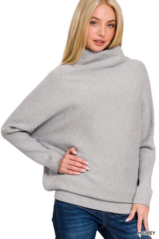 Dolman Sleeve Mock Neck Sweater