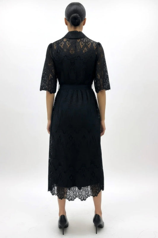Buttons and Lace Maxi Dress