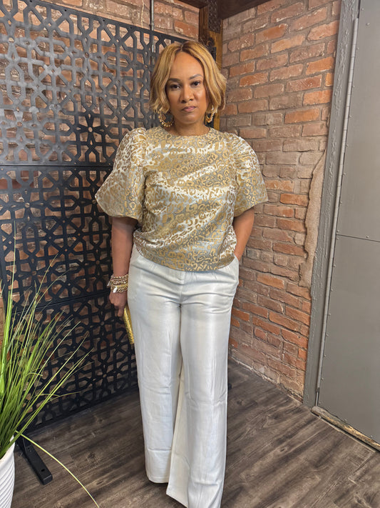 Shimmer High Waist Wide Leg Pants