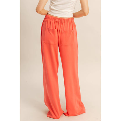 Knit Wide-Leg Trousers With Drawstring Waist: SAGE GREEN / S-M-L(2-2-2)