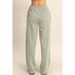 High-Waist Drawstring Pintuck Pants: DARK TAUPE / S-M-L(2-2-2)