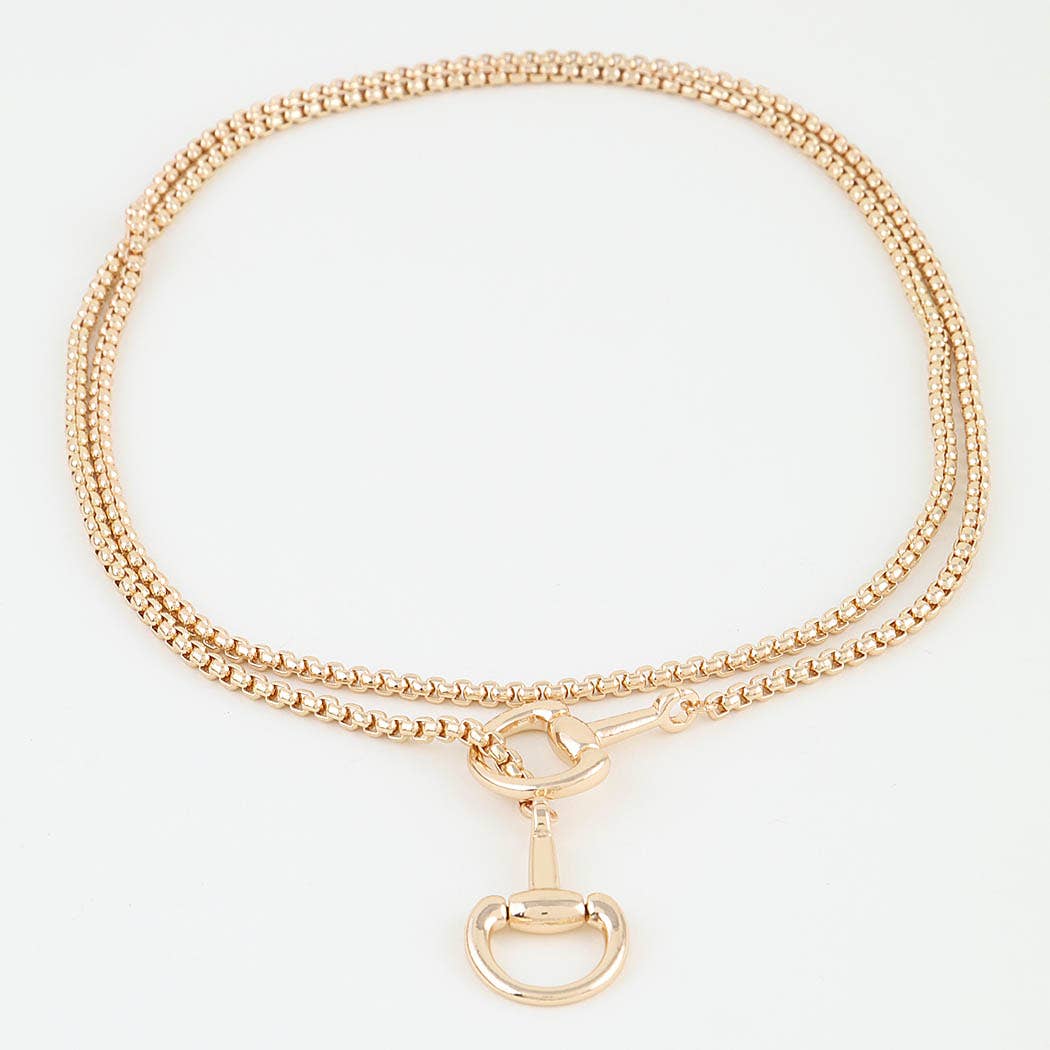 Polished Toggle Loop Box Chain Necklace: GD