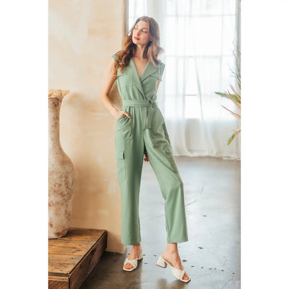 "Morgan" Belted Cargo Jumpsuit