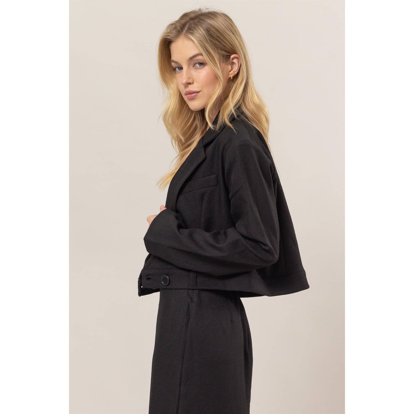 Button Band Cropped Jacket: MOCHA