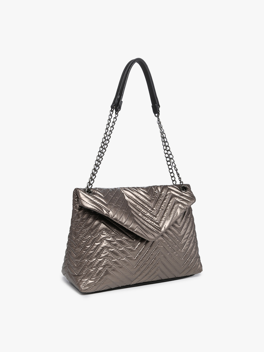 Stelle Nylon Puffer Crossbody Bag – Chain Strap | M2186CHV : Dark Blue