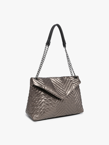 Stelle Nylon Puffer Crossbody Bag – Chain Strap | M2186CHV : Dark Blue