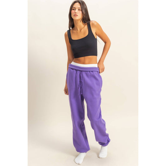 High-Waist Jogger Pants: WISTERIA
