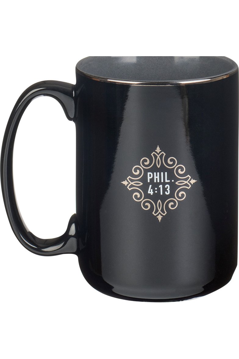 All Things Black and Silver Ceramic Coffee Mug - Philippians 4:13 - The Perfect Gift Shop & Boutique