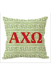 Alpha Chi Omega Linen Pillow In Green - The Perfect Gift Shop & Boutique