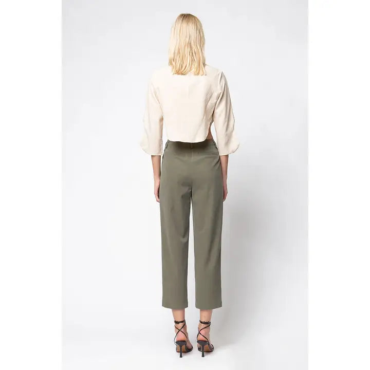 Pleated Cropped Trousers