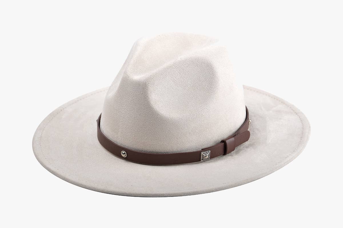 Wynn Faux Suede Fedora – Studded Band Hat | HAT2325: Black