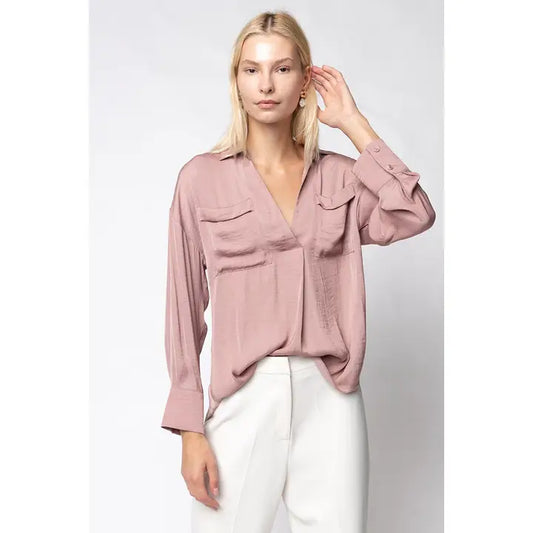 Deep V-neck Blouse