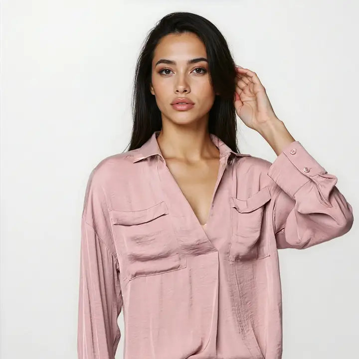 Deep V-neck Blouse