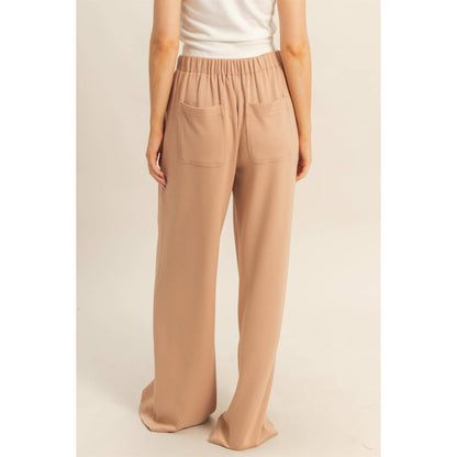Knit Wide-Leg Trousers With Drawstring Waist: SAGE GREEN / S-M-L(2-2-2)