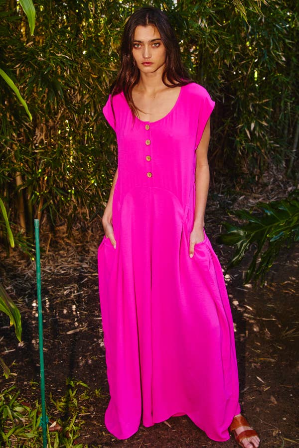 Scoop Neck Wide Leg Solid Jumpsuit: LIME GREEN / S-M-L (2-2-2)