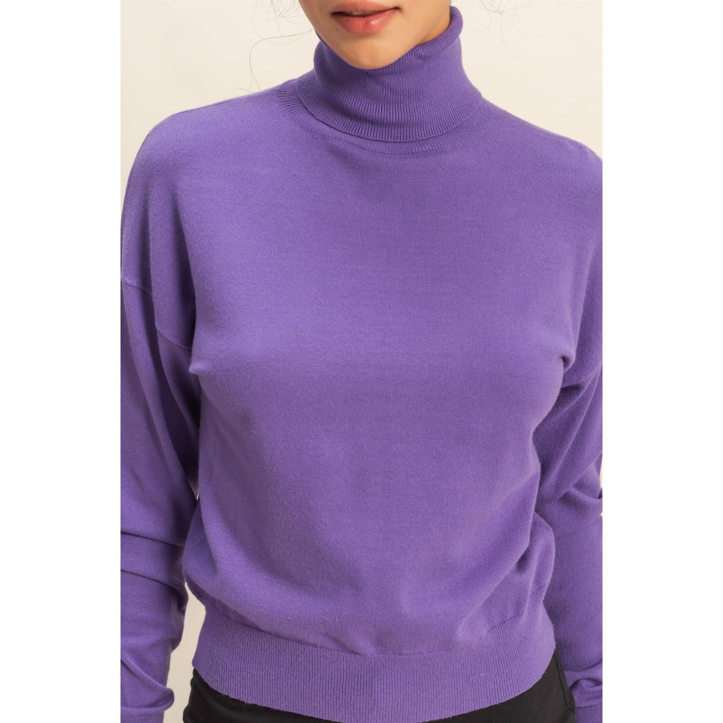Long Sleeve Turtleneck Sweater: WISTERIA / S-M-L(2-2-2)